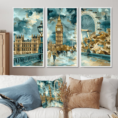 Big Ben et la grande roue de Londres II - Royaume-Uni, ensemble d'art mural