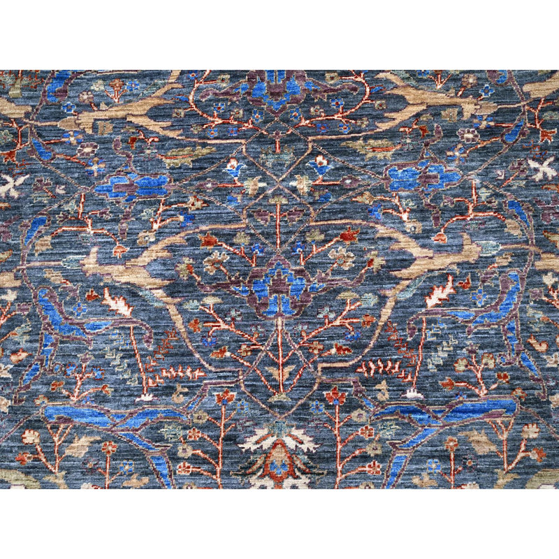 Tomiya One-of-a-Kind 9'7" X 13'9" New Age Wool Area Rug Blue
