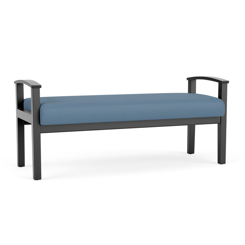 Banc en bois massif Amherst, Noir, Open House Quarry - bleu