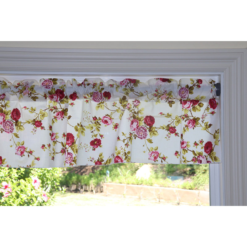 Cantonnière sur mesure en mélange de coton floral 58 po Clotilde, L 58 po x L 14 po