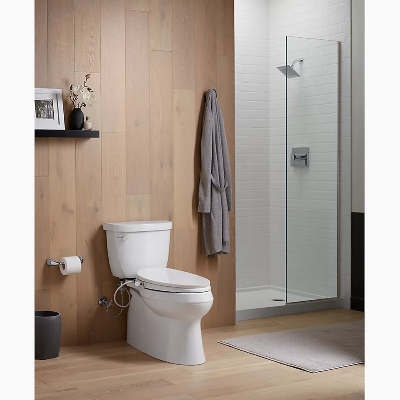 Purewash M300 Elongated Manual Bidet Toilet Seat With Chrome Handle, Non-Electric Bidet
