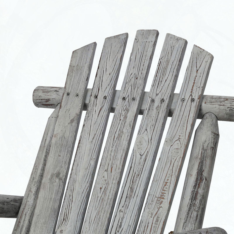Heavy-Duty Fir Wood Porch Rocker with Ergonomic Design, Light Gray