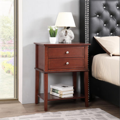 Sleek Cherry Nightstand With Storage Shelf