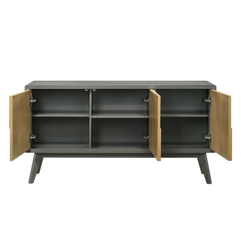 Grey & Natural Finish Server With Space - Practical For Your Home And Elegant Storage Choice