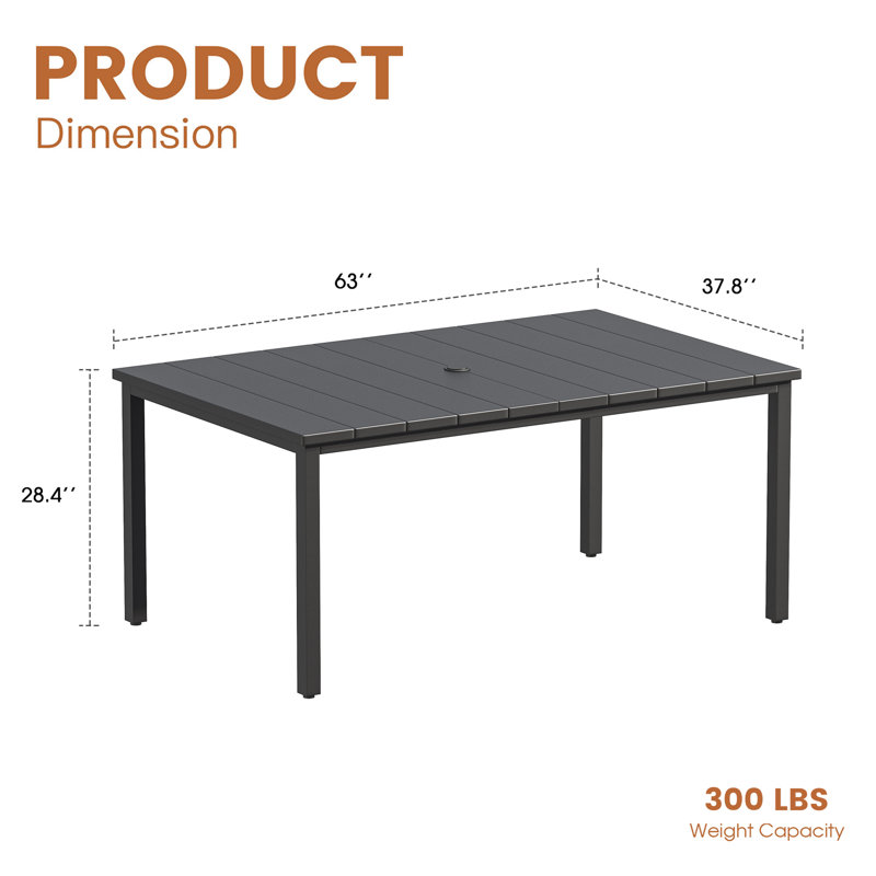 Patio Dining Table, Black