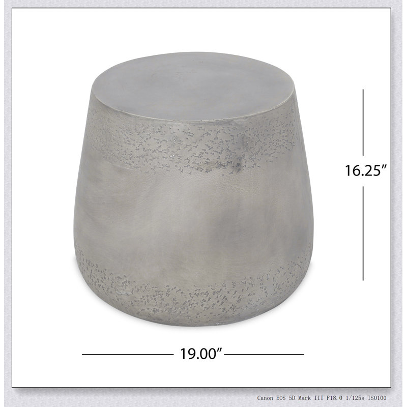 ORION SIDE TABLE DRUM SHAPE LIGHTWEIGHT CONCRETE 19.00"W x 19.00"D x 16.25"H
