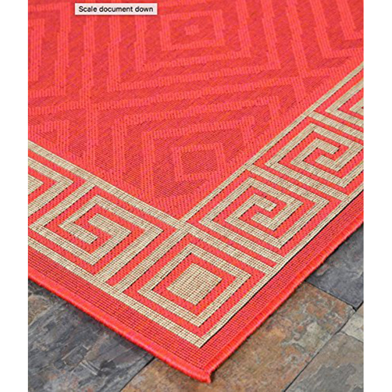 Tapis orange à motif géométrique d'intérieur et d'extérieur Crofton, Rectangle 6 pi 7 po x 9 pi 7 po