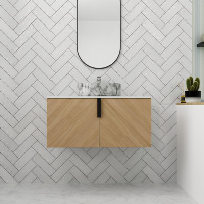 Meuble-lavabo flottant de 36 po avec 2 portes à fermeture douce