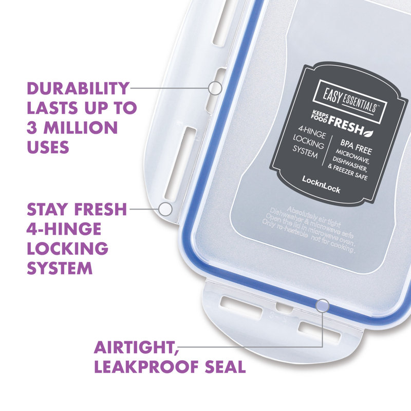 Clear Rectangular BPA-Free Plastic Food Storage Container Set, 6-Piece