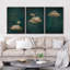 Ensemble de 3 reproductions sur toile flottantes sur fond de nuages abstrait bicolore bleu marine foncé-98126405-98126407
