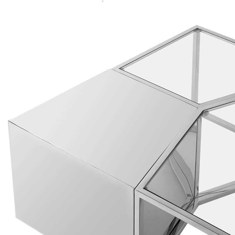 Coger 3 Piece Abstract Coffee Table, Chrome