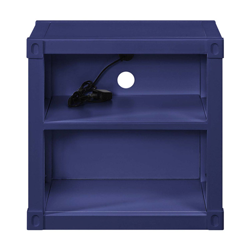 Table de chevet Cargo avec USB, finition bleue, Bleu