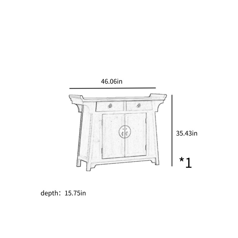 Nouvelle armoire d'appoint à deux portes Zen chinois, Noyer