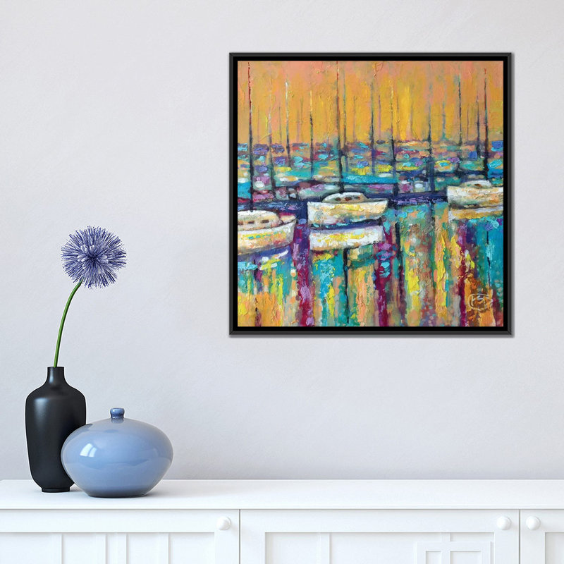 « harbor », impression sur toile, H 26 po x l 26 po x P 1,5 po, Toile avec cadre flottant noir, Pas de tapis