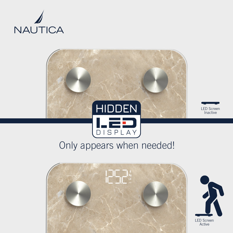 Nautica Smart Digital Glass Body Analysis Scale, Navy Red