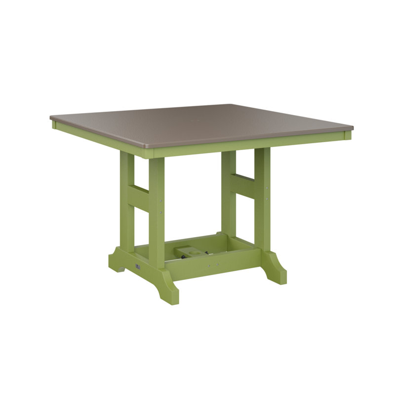 Table de bar carrée 44 po Berlin Gardens Garden Classic, Vert kiwi, H 39,5 po x l 44 po x P 44 po, Bronze martelé
