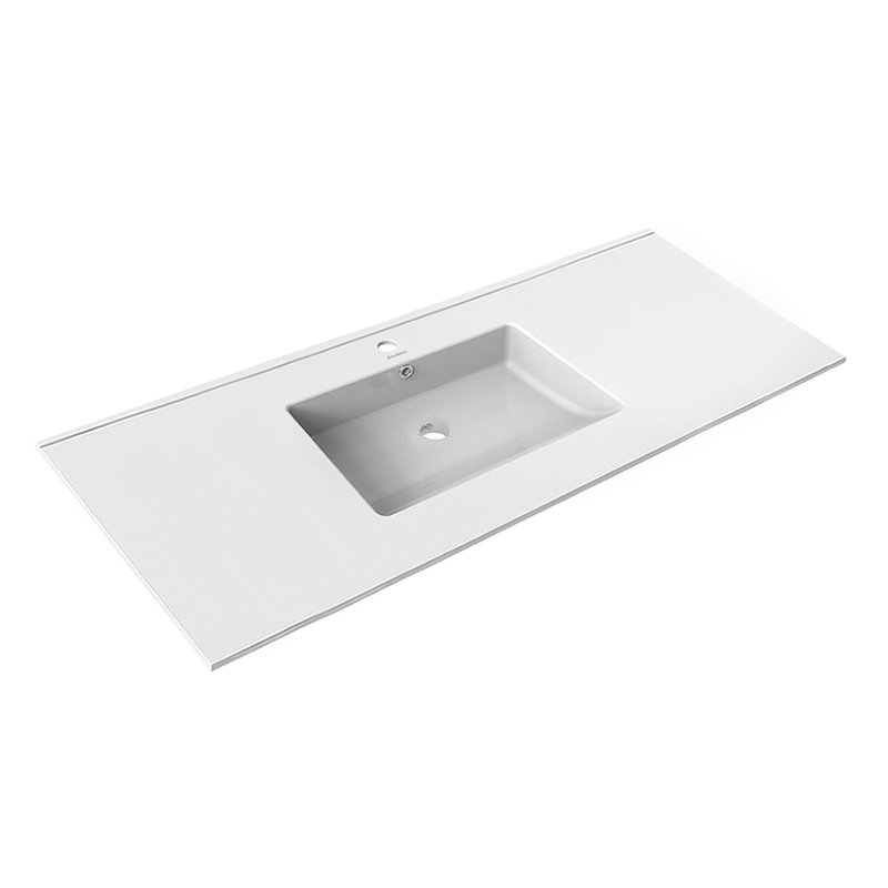 Voltaire 49" Glossy White Ceramic Vanity Top with Single Basin