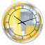 Gris et jaune bleu abstrait XXI - horloge murale moderne-50581944