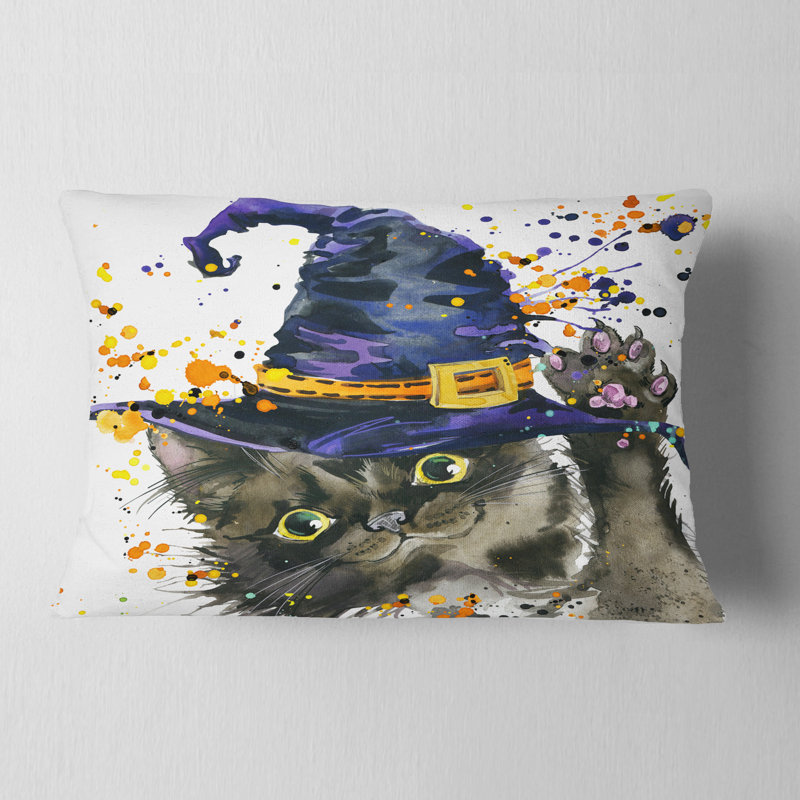 Coussin lombaire à chat et à un champignon pour halloween animal