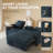 83'' Convertible Sleeper Sofa with Pull Out Bed, Electric Footrest, Chenille Couch Bed with USB Ports, Adjustable Backrest, Side Table & Storage Arms, Blue-1838447260