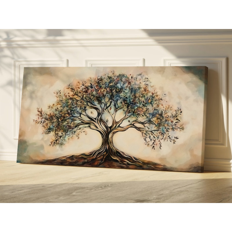 Arbre de vie - Toile tendue prête à accrocher, H 28 po x l 56 po x P 1,5 po