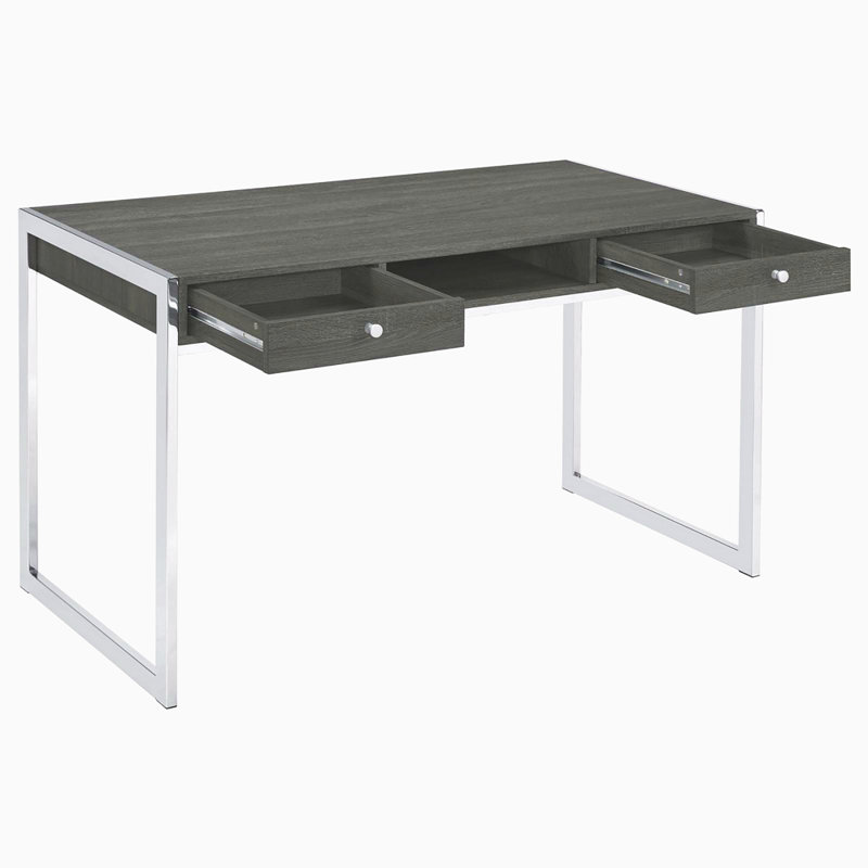 Bureau d'écriture à 2 tiroirs gris patiné