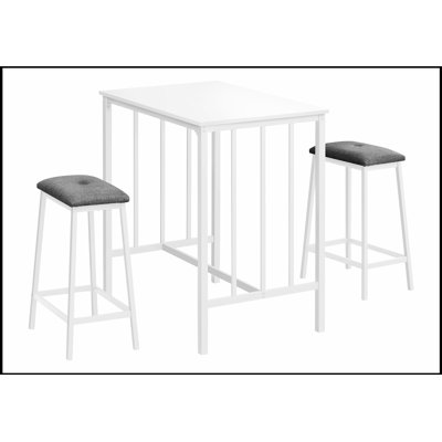 Contemporary 3-Piece Counter Height Dining Set with Rectangular Table and Stylish Seating for Small Kitchen Spaces