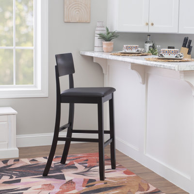 Keyesport Solid Wood Counter & Bar Stool with Faux Leather Cushioned Seat