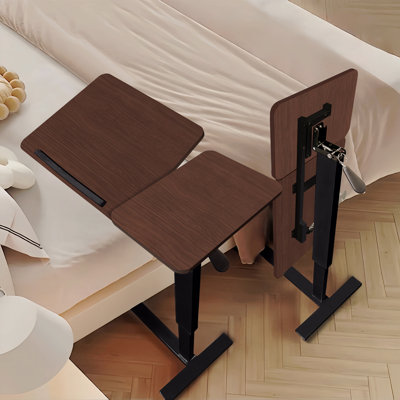 Table de chevet, bureau de chevet pliant Support mobile pour ordinateur portable Table de lit inclinable avec roulettes