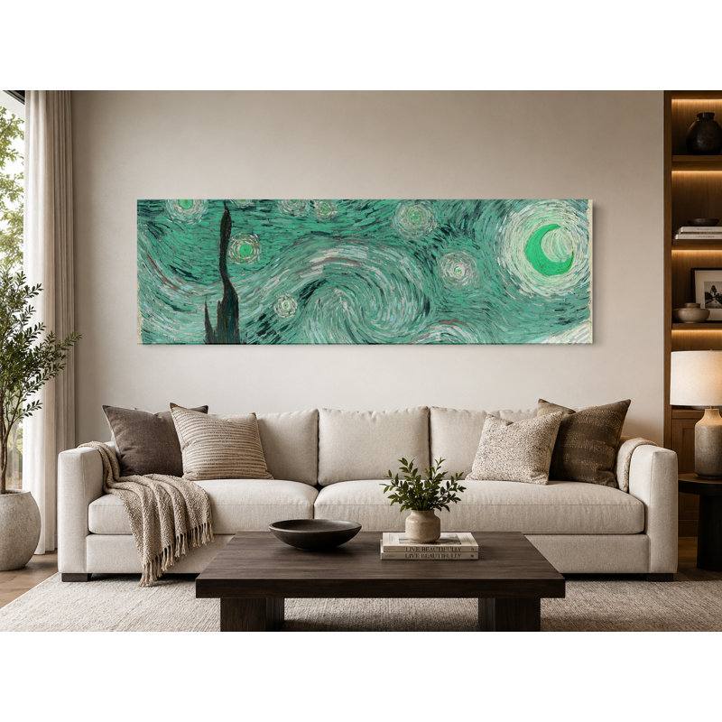 La nuit étoilée (1889) - Art mural sur toile panoramique, L 36 po x H 12 po