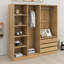 Armoire spacieuse sans porte avec tringle à vêtements, tablettes de rangement et 3 tiroirs pour l'organisation de la chambre à coucher-1439375830