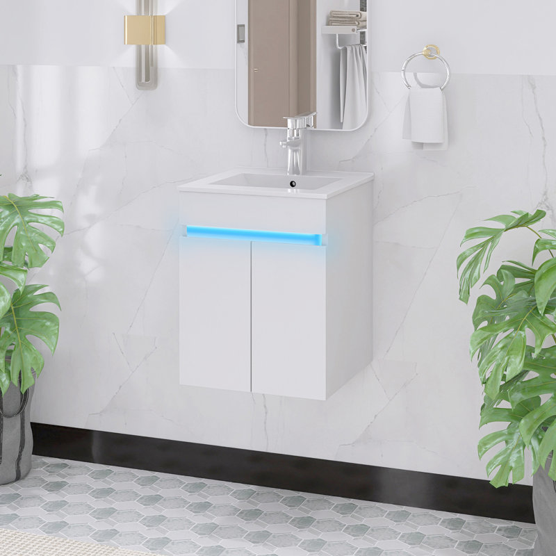 Ensemble de meuble-lavabo simple 16 po avec plateau Leonisha