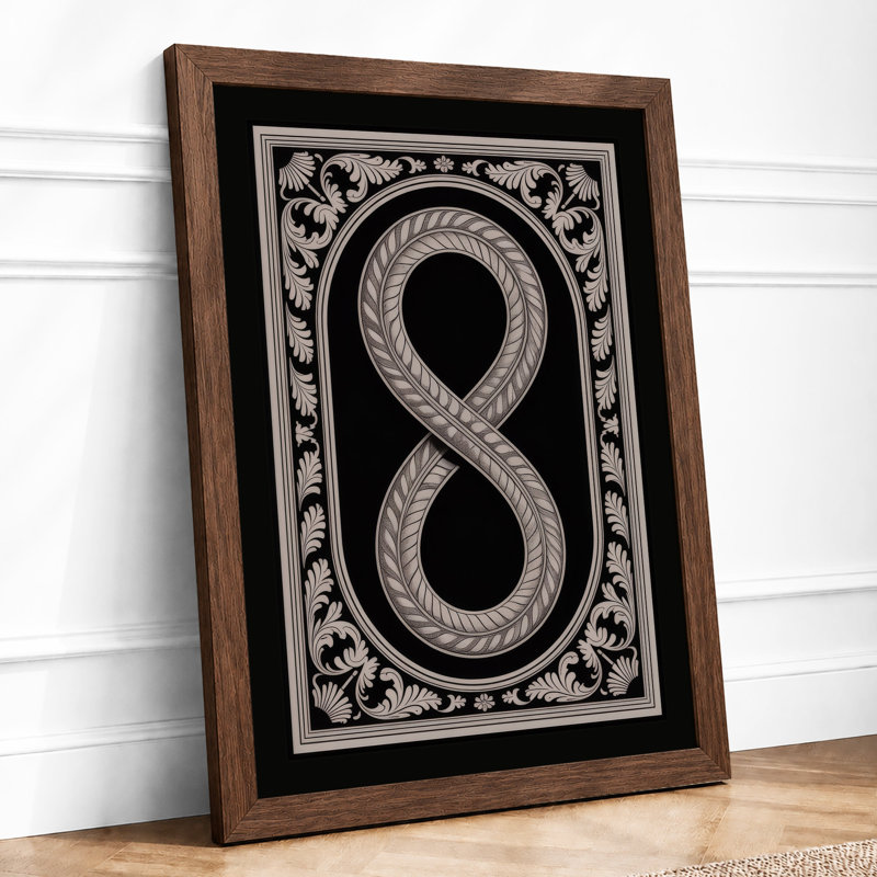 Ornate Infinity Symbol Art Deco - Framed Print, A3 - 42.0 x 29.7 cm, Walnut