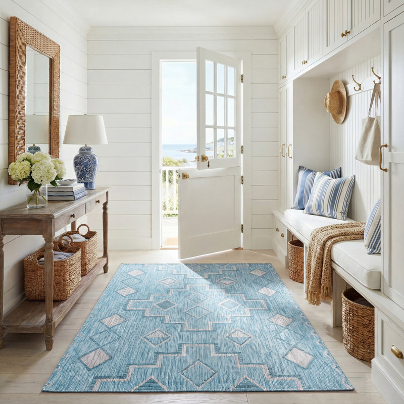 Amarien Geometric Indoor/Outdoor Area Rug, Rectangle 5'3" x 7'7"