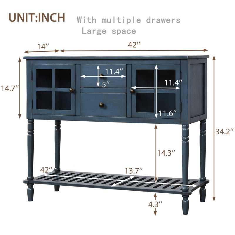 Ruochen 14'' Solid Wood Console Table, Blue