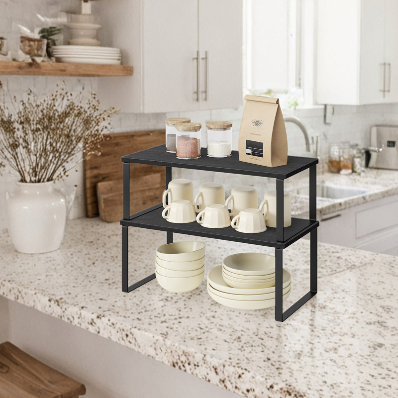 Ensemble de 2 tablettes de rangement empilables, H 11,4 po x l 15,7 po x P 7,7 po, Noir