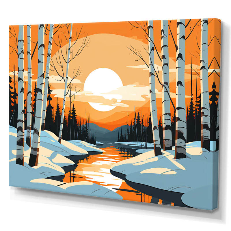 Paysage d'hiver Bolt - Paysage d'hiver, Toile tendue, H 16 po x l 32 po x P 1 po