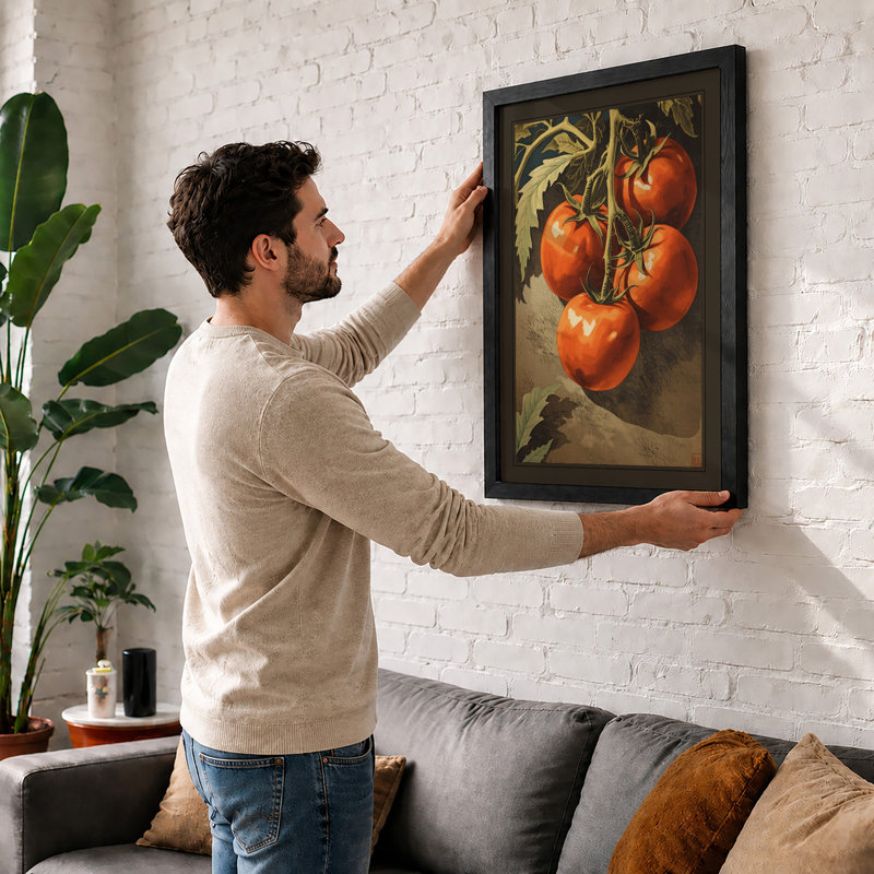 Tomatoes On The Vine Botanical - Print, Walnut, A4 - 29.7 x 21.0 cm
