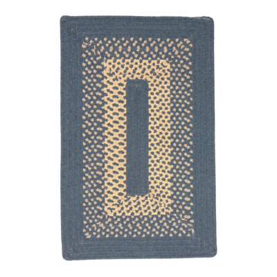Tapis bleu en laine tressé à la main Montagna