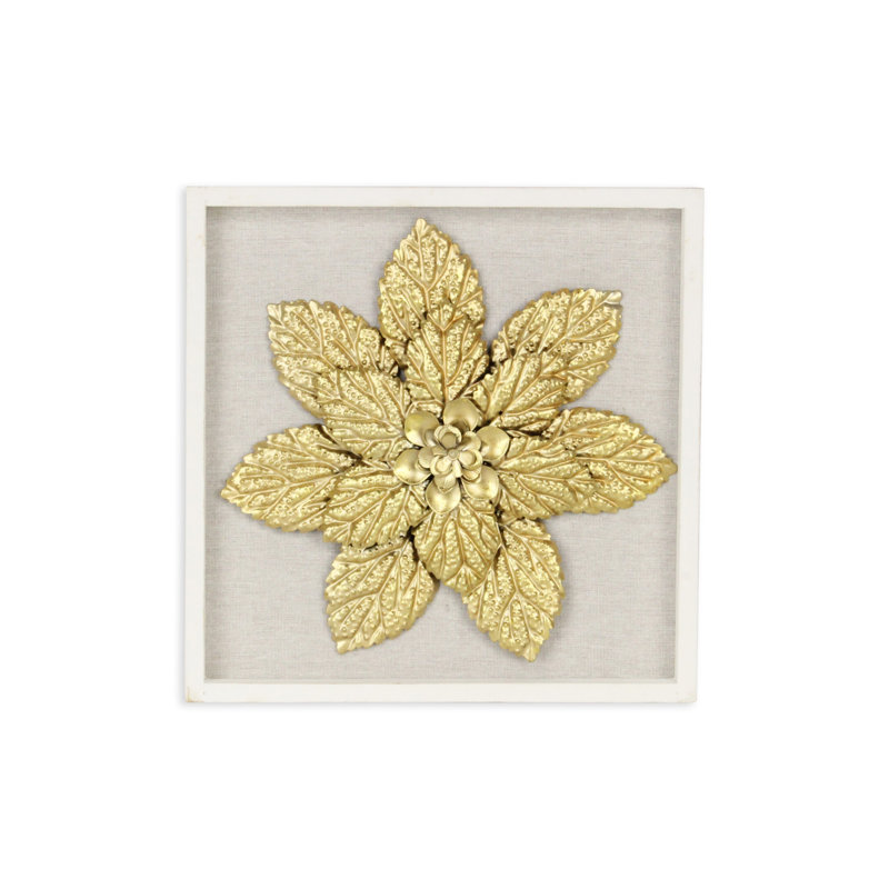 12" X 13" Gold Flower Wood and Metal Wall Decor