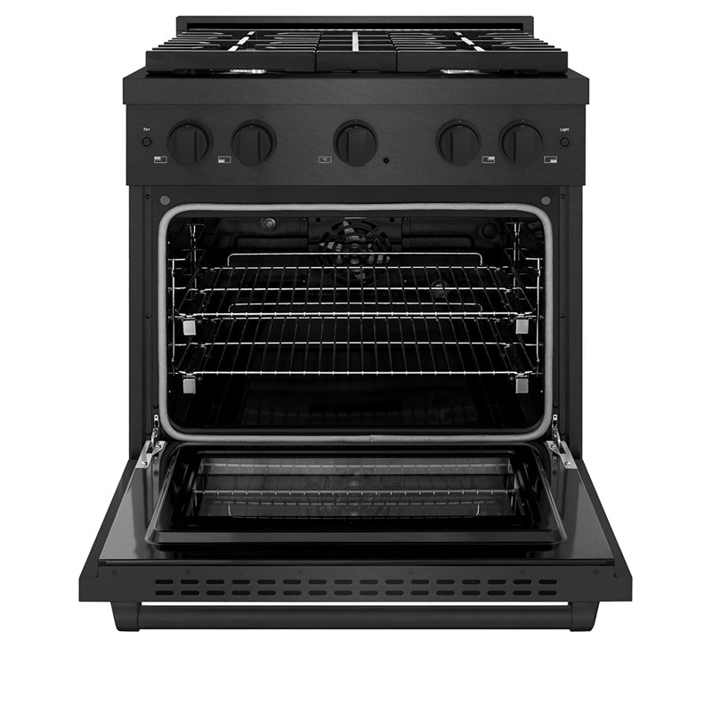 ZLINE 30 in. Paramount Dual Fuel Range with 4 Burner Gas Cooktop in Black Satin Stainless Steel, Black Satin