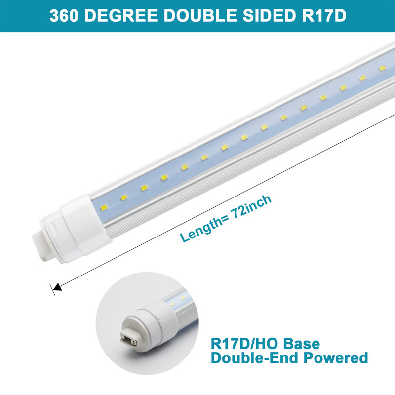 T8 6FT Double-sided HO LED Light Bulbs, 360 Degree Lighting