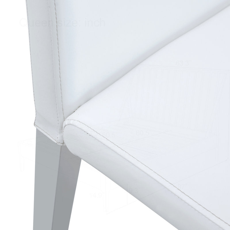 Ensemble de 2 chaises de salle à manger en polyuréthane, Argent, Blanc, 2