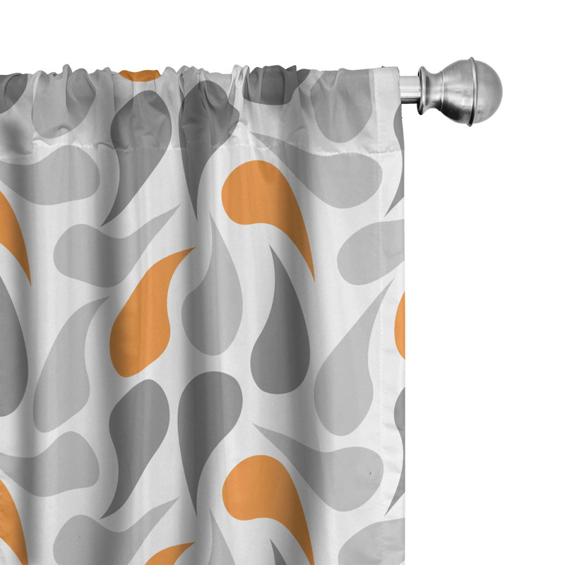 Paisley Room Darkening Rod Pocket Curtain Panel, 28" x 63", Orange