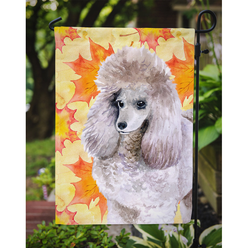 Automne 2 côtés en polyester 15 x 11 po drapeau de jardin, Caniche gris