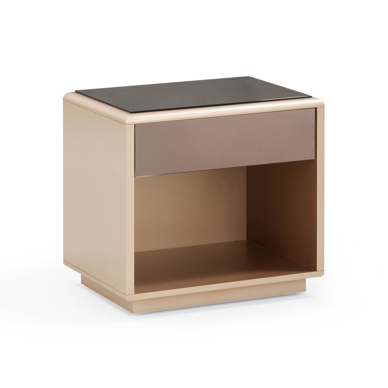 Table de chevet à miroir Martha Taupe