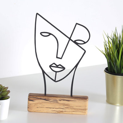 Elegant Black Decorative Object, 17 x 30 x 1.4 inches | 100% Metal with 2 mm Thickness, Solid Wood Base | Unique Home Décor Accent for Living Room, Office, or Study | Distinctive Color Variations for a Stylish Touch