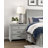 Brok Nightstand, 3 Drawers, Light Gray Acacia Wood, Black Bar Handles