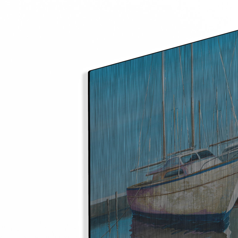 Art mural en métal Breakwater Bay, «Bateaux dans le port» par Max Maxx, H 24 po x l 36 po