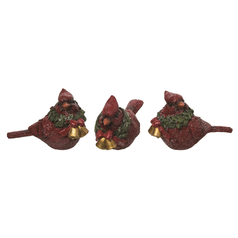  Ensemble de 3 petites décorations de Noël pour petits cardinaux avec couronne